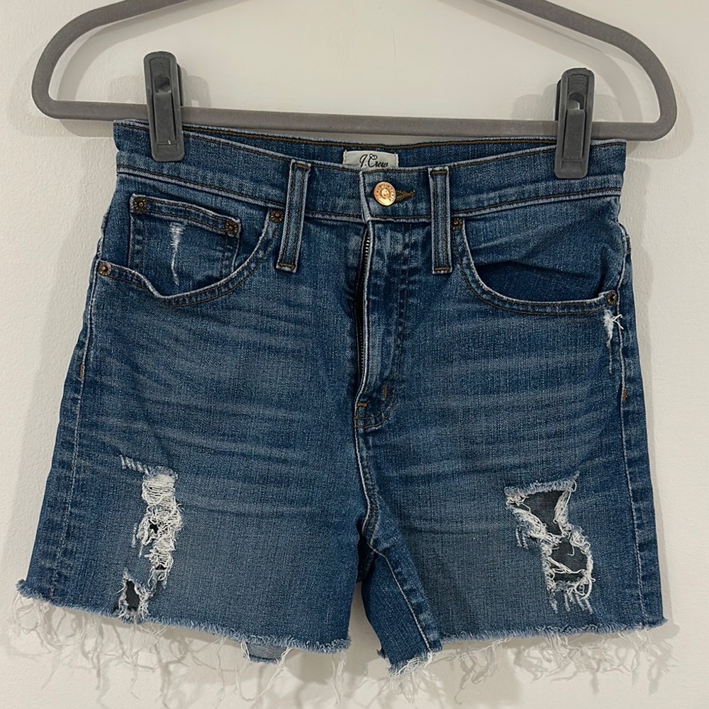 J. Crew Blue Jean Shorts Distressed Raw Hem